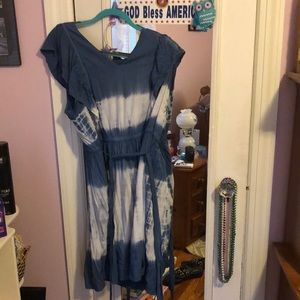 Blue and white tye-dye dress